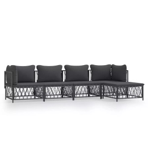 vidaXL, vidaXL 5-tlg. Garten-Lounge-Set mit Kissen Anthrazit Stahl, vidaXL 5-tlg. Garten-Lounge-Set mit Kissen Anthrazit Stahl