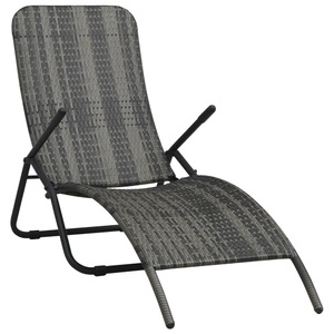 Diverse Hardware, Klappbare Sonnenliege Poly Rattan Grau