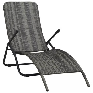 Diverse Hardware, Klappbare Sonnenliege Poly Rattan Grau
