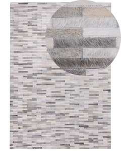 Beliani, Beliani Teppich Leder grau 140 x 200 cm AHILLI, Beliani - Teppich aus Kuhfell Modern AHILLI, 200 cm, Taubengrau