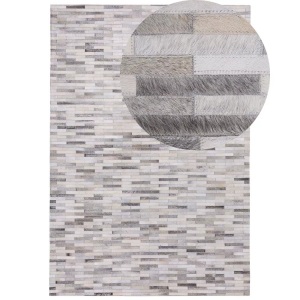 Beliani, Beliani Teppich Leder grau 140 x 200 cm AHILLI, Beliani - Teppich aus Kuhfell Modern AHILLI, 200 cm, Taubengrau