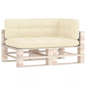 vidaXL, vidaXL Palettensofa-Auflagen 3 Stk. Creme, vidaXL Palettenkissen 3-tlg. Creme Stoff