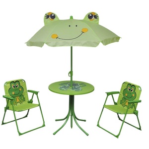 vidaXL, vidaXL 3-tlg. Garten-Bistro-Set für Kinder mit Sonnenschirm Grün, vidaXL 3-tlg. Garten-Bistro-Set für Kinder mit Sonnenschirm Grün