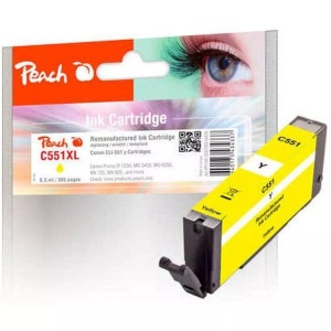 Peach, Peach Tintenpatrone gelb kompatibel zu Canon CLI-551y, Peach C551 Y Druckerpatrone ye ersetzt Canon CLI-551Y, 6511B001 für z.B. Canon Pixma MX 925, Canon Pixma IP 8750, Canon Pixma IP 7250