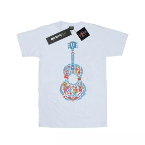 Disney, Coco Guitar Pattern Tshirt Damen Weiss M