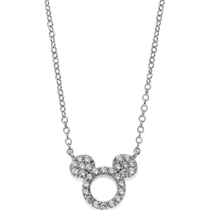 Disney, Halskette Mit Anhänger Damen Silber 38+2CM, Disney - Halskette mit Anhänger Mickey Mouse, 40.5CM, Weiss