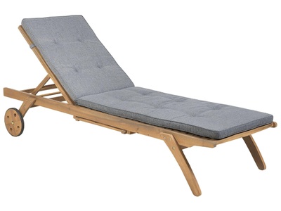Beliani, Beliani Gartenliege Akazienholz mit Auflage grau CESANA, Beliani - Gartenliege mit Auflage aus Akazienholz Klassisch CESANA, One Size, Light Beige