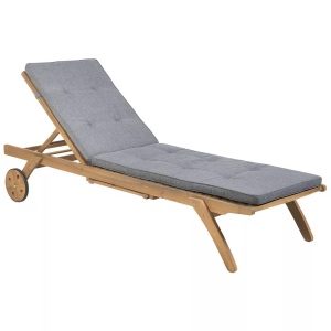 Beliani, Beliani Gartenliege Akazienholz mit Auflage grau CESANA, Beliani - Gartenliege mit Auflage aus Akazienholz Klassisch CESANA, One Size, Light Beige