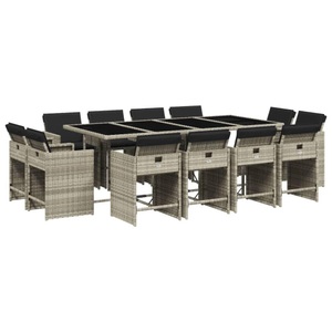 vidaXL, vidaXL 13-tlg. Garten-Essgruppe mit Kissen Hellgrau Poly Rattan, vidaXL 13-tlg. Garten-Essgruppe mit Kissen Hellgrau Poly Rattan