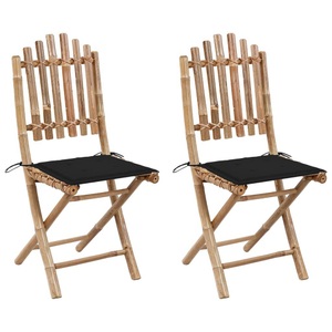 vidaXL, vidaXL Klappbare Gartenstühle 2 Stk. mit Kissen Bambus