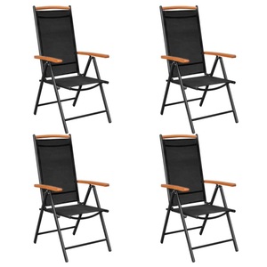 vidaXL, vidaXL Gartenstühle Klappbar 4 Stk. Aluminium und Textilene Schwarz, vidaXL Gartenstühle Klappbar 4 Stk. Aluminium und Textilene Schwarz