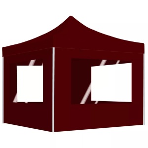 vidaXL, vidaXL Profi-Partyzelt Faltbar mit Wänden Aluminium 3×3m Weinrot
