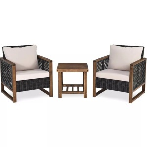 Northio, Northio - 3er Set Rattan Gartenmöbel Polyrattan Lounge Set mit Waschbaren Sitzkissen Outdoor Sitzgarnitur, 70x70cm