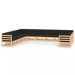 vidaXL, vidaXL 13-tlg. Garten-Lounge-Set mit Anthrazit Kissen Kiefernholz, vidaXL 13-tlg. Garten-Lounge-Set mit Kissen Massivholz Kiefer