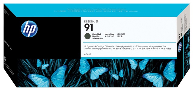 HP Supplies, HP 91 Tinte 775 ml mattschwarz, Hewlett Packard Tintenpatrone, matt-schwarz, Vivera, No.91, C9464A, (775ml)
