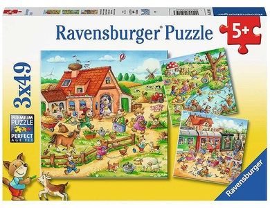 RAVENSBURGER SPIELEVERLAG, Ferien auf dem Land (Puzzle), Puzzle FERIEN AUF DEM LAND 3x49-teilig