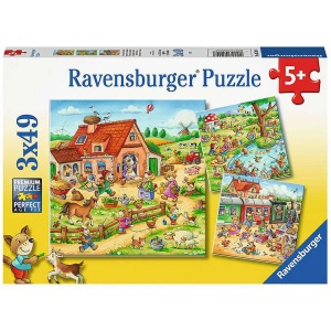 RAVENSBURGER SPIELEVERLAG, Ferien auf dem Land (Puzzle), Puzzle FERIEN AUF DEM LAND 3x49-teilig