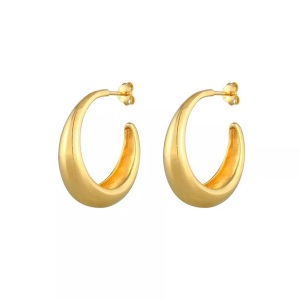 Elli, Ohrringe Creolen Hänger Chunky Hoops Basic Damen Gold ONE SIZE, Elli - Ohrringe Creolen Hänger Chunky Hoops Basic, One Size, Gold