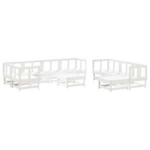 vidaXL, vidaXL 10-tlg. Garten-Lounge-Set Weiß Massivholz Kiefer, vidaXL 10-tlg. Garten-Lounge-Set Weiß Massivholz Kiefer