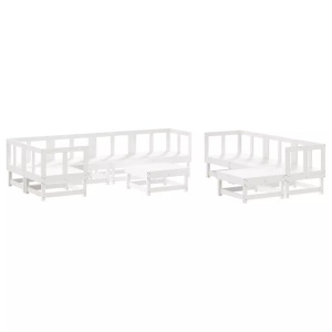 vidaXL, vidaXL 10-tlg. Garten-Lounge-Set Weiß Massivholz Kiefer, vidaXL 10-tlg. Garten-Lounge-Set Weiß Massivholz Kiefer