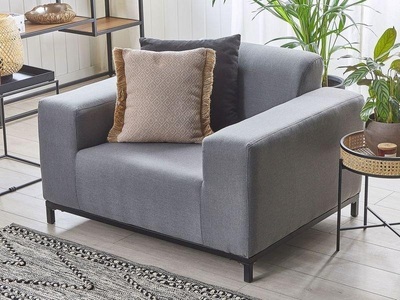 Beliani, Beliani ROVIGO Sessel, Beliani - Sessel aus Polyester Modern ROVIGO, One Size, Taubengrau