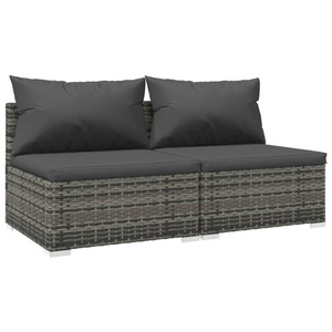 vidaXL, vidaXL 2-tlg. Garten-Lounge-Set mit Kissen Poly Rattan Grau
