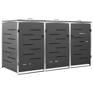 vidaXL, vidaXL Mülltonnenbox für 3 Tonnen 207x77,5x115 cm Edelstahl, vidaXL Mülltonnenbox für 3 Tonnen 207x77,5x112,5 cm Edelstahl