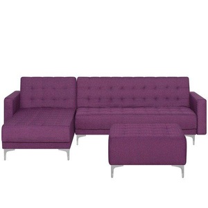 Beliani, Beliani Schlafsofa Polsterbezug violett rechtsseitig mit Ottomane ABERDEEN, 
