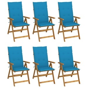 vidaXL, vidaXL Klappbare Gartenstühle 6 Stk. mit Auflagen Massivholz Akazie, vidaXL Klappbare Gartenstühle 6 Stk. mit Auflagen Massivholz Akazie