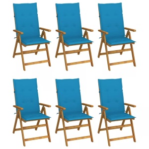 vidaXL, vidaXL Klappbare Gartenstühle 6 Stk. mit Auflagen Massivholz Akazie, vidaXL Klappbare Gartenstühle 6 Stk. mit Auflagen Massivholz Akazie