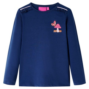 vidaXL, vidaXL Kinder-Langarmshirt mit Pilz-Aufdruck Marineblau 128