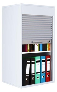 VCM, Holz Büroschrank Aktenschrank Rollladen Rollladenschrank Schrank Ordner Aktos L Holz Büroschrank Aktenschrank Rollladen Rollladenschrank Schrank Ordner Aktos L, Rolladenschrank Aktos L, 2 Ordnerhöhen, abschliessbar, Bügelgriff, B 500 x T 400 x H 930 mm, Holz, weiss