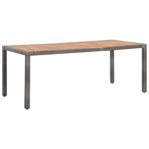 vidaXL, vidaXL Gartentisch Grau 190x90x75 cm Poly Rattan und Akazie Massivholz