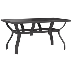 vidaXL, vidaXL Gartentisch Grau und Schwarz 140x70x70 cm Stahl und Glas, vidaXL Gartentisch Grau und Schwarz 140x70x70 cm Stahl und Glas