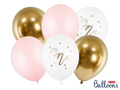PartyDeco, Partydeco Luftballon One Pastellpink Ø 30 cm, 6 Stück, Partydeco Luftballon One Pastellpink Ø 30 cm, 6 Stück