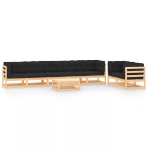 vidaXL, vidaXL 8-tlg. Garten-Lounge-Set mit Anthrazit Kissen Kiefernholz, vidaXL 8-tlg. Garten-Lounge-Set mit Kissen Massivholz Kiefer