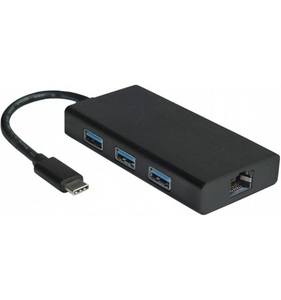 VALUE, Value USB 2.0 Konverter [1x USB 3.2 Gen 2 Stecker C (USB 3.1) - 1x RJ45-Buchse], VALUE USB 3.2 Gen 1 Typ C zu Gigabit Ethernet Konverter + Hub