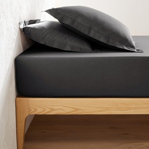 LA REDOUTE INTERIEURS, Unifarbenes Fixleintuch aus Baumwolle Scenario, La Redoute Intérieurs - Fixleintuch Scenario aus Baumwolle, 80X190CM, Schwarz