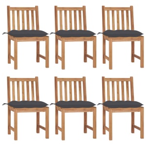 vidaXL, vidaXL Gartenstühle 6 Stk. mit Kissen Massivholz Teak, vidaXL Gartenstühle 6 Stk. mit Kissen Massivholz Teak