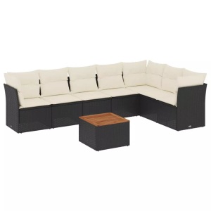 vidaXL, vidaXL 8-tlg. Garten-Sofagarnitur mit Kissen Schwarz Poly Rattan, vidaXL 8-tlg. Garten-Sofagarnitur mit Kissen Schwarz Poly Rattan