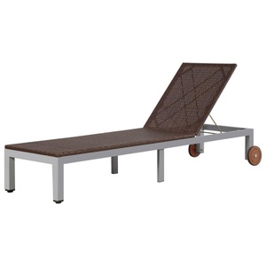 Diverse Hardware, Sonnenliege mit Rollen Poly Rattan Braun, vidaXL Sonnenliege mit Rollen Poly Rattan Braun