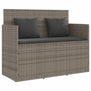vidaXL, vidaXL Gartenbank mit Kissen Grau Poly Rattan