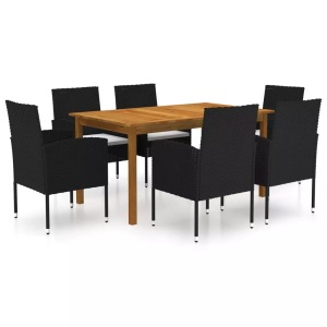 vidaXL, vidaXL 7-tlg. Garten-Essgruppe Schwarz, VidaXL - Garten-essgruppe akazienholz, One Size, Schwarz