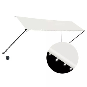 Diverse Hardware, Einziehbare Markise mit LED 350 x 150 cm Creme, vidaXL Einziehbare Markise mit LED 350×150 cm Creme