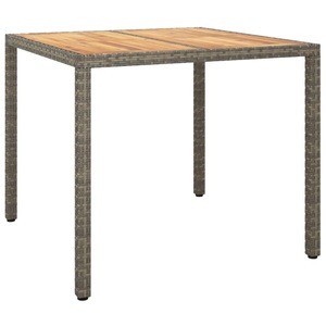 vidaXL, vidaXL Gartentisch 90x90x75 cm Poly Rattan und Akazienholz Grau