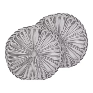 Beliani, Kissen 2er Set aus Samtstoff Glamourös UDALA Kissen 2er Set aus Samtstoff Glamourös UDALA, Beliani - Dekokissen 2er Set aus Samtstoff Glamourös UDALA, One Size, Taubengrau