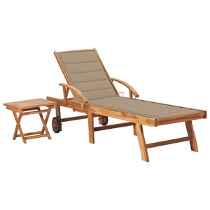 vidaXL, vidaXL Sonnenliege mit Tisch und Auflage Massivholz Teak, 