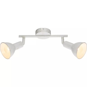 Globo, GLOBO CALDERA Strahler Metall weiß gold patiniert, LxBxH:250x150x185, exkl. 2xE14 40W, Deckenleuchte Metall weiss 2xE14