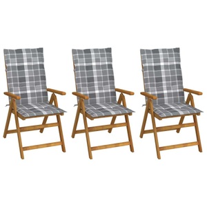 vidaXL, vidaXL Klappbare Gartenstühle 3 Stk. mit Auflagen Massivholz Akazie, vidaXL Klappbare Gartenstühle 3 Stk. mit Auflagen Massivholz Akazie