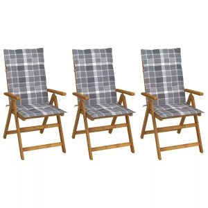 vidaXL, vidaXL Klappbare Gartenstühle 3 Stk. mit Auflagen Massivholz Akazie, vidaXL Klappbare Gartenstühle 3 Stk. mit Auflagen Massivholz Akazie
